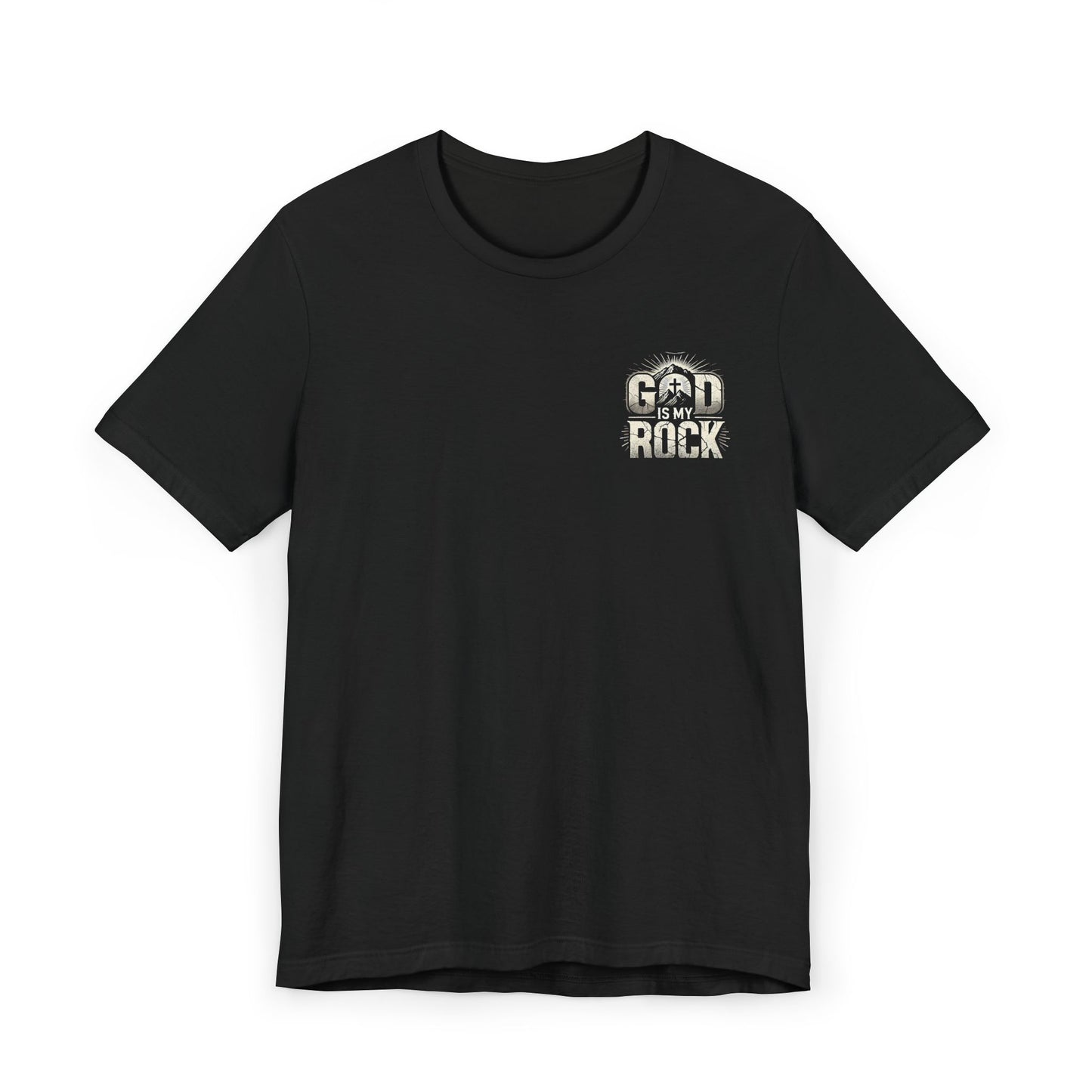 Christian Unisex Jersey T-Shirt with 'God is my rock' Design