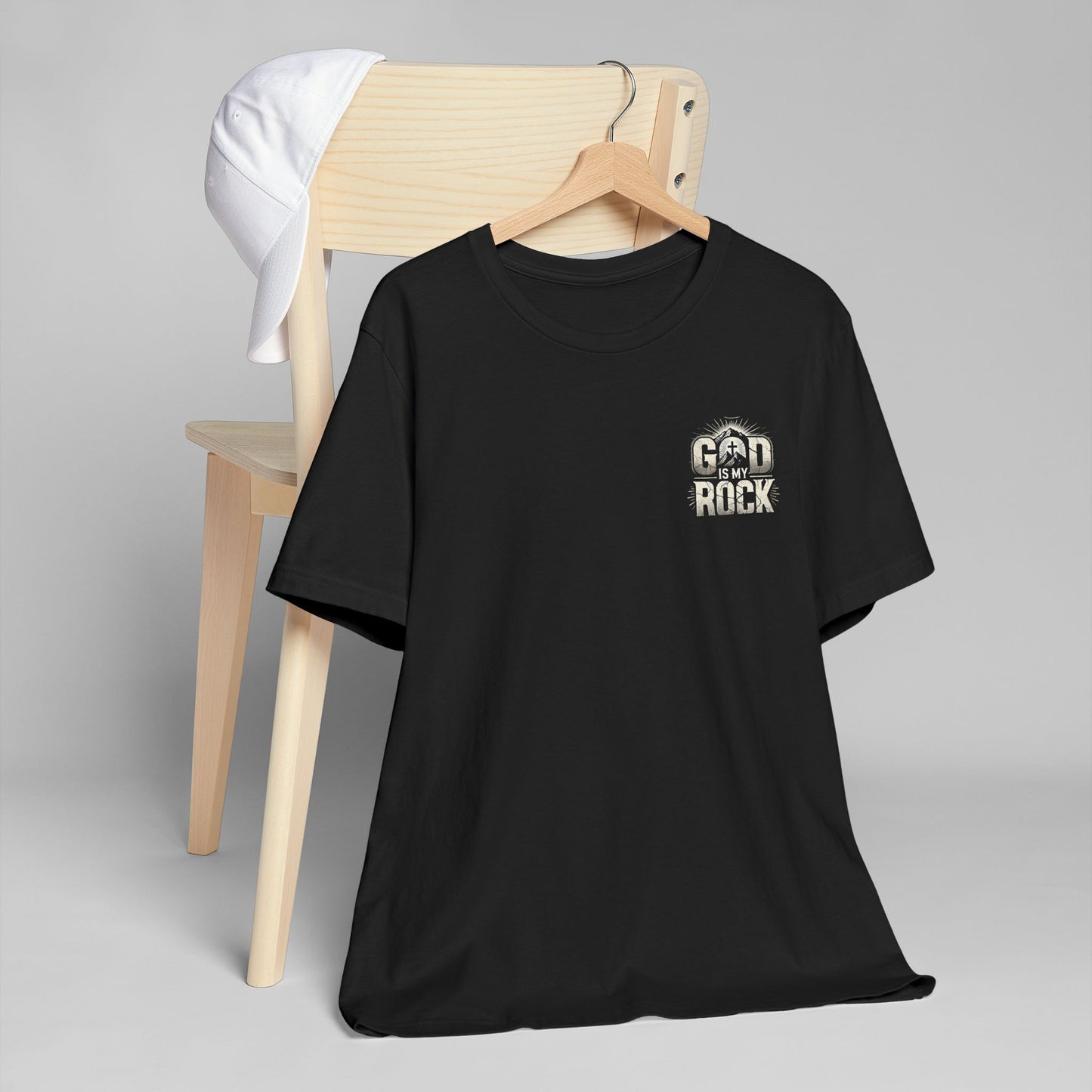 Christian Unisex Jersey T-Shirt with 'God is my rock' Design